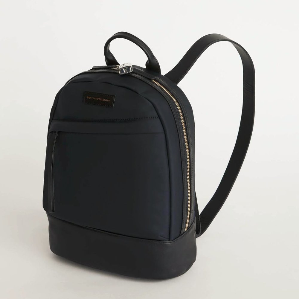 WANT Les Essentiels Piper Black Nylon and Jet Black Leather Backpack